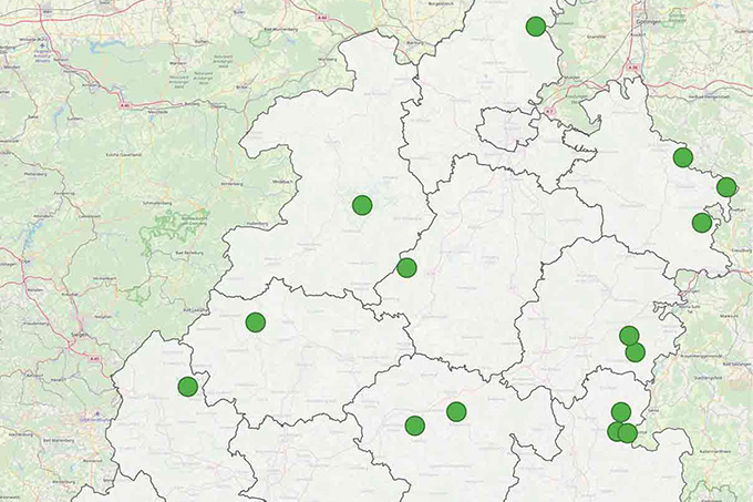 Teaser für die Übersicht zu Hessens wichtigsten Naturwäldern - Karte: NABU Hessen